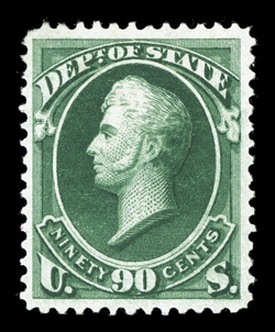 O67, 90c State, deep rich color, attractively centered within large margins, full o.g., very fine 2008 PSE certificate.