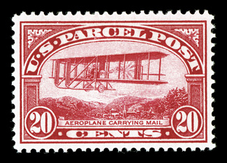 Q8, 20c Parcel Post, exceptionally well centered within large margins, strong color, o.g., n.h., extremely fine 2007 PF certificate (XF 90).