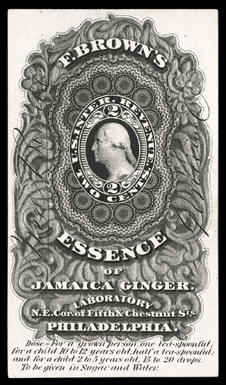 RS37c, Brown, Fed & Co., 2c Black imperforate, die I, pink paper, a fabulous example of this rare and sought after pink paper variety, being completely free of any faults, deep
rich color on immaculate paper, ample to mostly large margins all ar