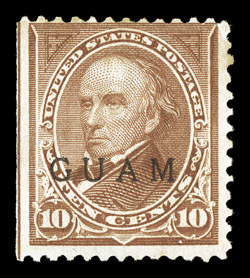 9, 10c Brown, Ty. II, an affordable unused example of this rare stamp, strong color, natural s.e. at left, tiny corner crease at top right, fine appearance 2003 PF
certificate.