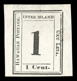 19, 1c Black, Plate 6-A, Type VIII, Position 8, unused, large to mostly enormous margins all around, rich color on fresh white paper, diagonal crease at top left mainly in the
margin, extremely fine appearance 2008 PF certificate.