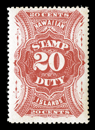 R9, 20c Red revenue, wonderfully fresh, o.g., l.h., very fine.