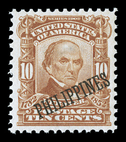 233, 10c Pale red brown, a highly select mint single, possessing outstanding centering amid large margins, plus its color is wonderfully bright and rich, unblemished o.g.,
never hinged, extremely fine gem 2009 PF certificate.