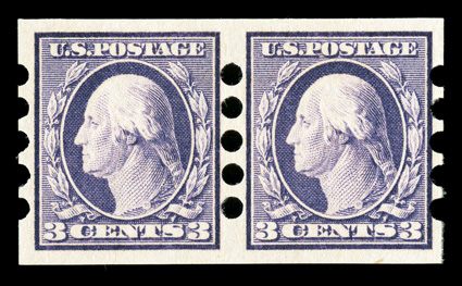 483, 3c Violet, Ty. I, Mailometer Ty. IV perforations, pair, post office fresh, nicely centered and large margins, o.g., n.h., very fine.