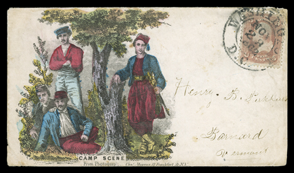 The exceptional balance of the William H. Gross collection of postally used Union patriotic covers, a lovely group of 38 covers all having been individually acquired by Mr.
Gross at various auctions, typically in the $150.00 to $700.00 range, and