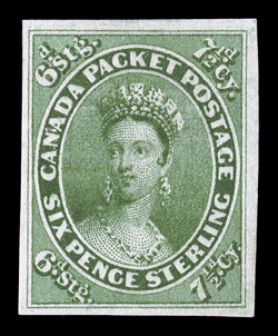9, 1857 7½p Green, a gem mint single of this classic pence issue, boasting gorgeous intense color and impression, in addition possessing four large to extra-large margins, full
original gum (which is just slightly brownish but quite natural), ex