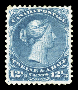 28, 1868 12½c Blue, bright fresh mint single, rich luxuriant color, nicely centered, large part o.g., very fine 1990 V.G. Greene certificate ex-Crossings (Unitrade
C$2,800.00).