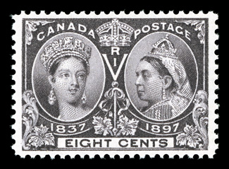 56, 1897 8c Jubilee, pristine mint single, sumptuously rich color and impression, excellent centering, immaculate o.g., n.h., extremely fine (Unitrade
C$540.00).