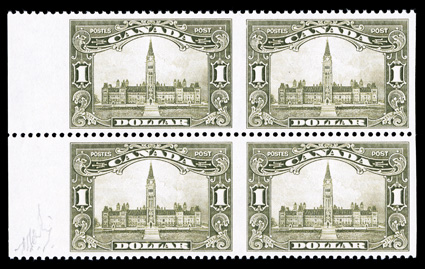 149d-59b, 1928-29 1c-$1.00 King George V and Commemoratives, imperforate vertically a wonderfully choice complete set of eleven values each in a marginal block of four, all
exceptionally fresh and well centered, o.g., n.h., very fine a showpiec