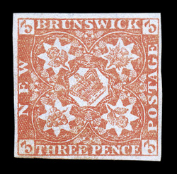1, 1851 3p Red, four full to mostly large margins, lovely rich color, part o.g. with a bit of offset on reverse, very fine an especially fresh and choice example signed E.
Diena and accompanied by his 1981 certificate ex-Koh (Unitrade C$8