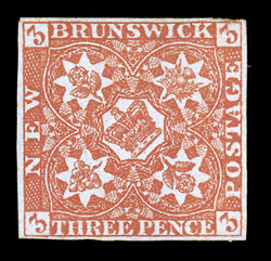 1a, 1851 3p Dark red, mostly full margins all around, just a bit closer in one corner, sumptuously rich color in a deep shade, excellent impression, part o.g., very fine for
this 1967 BPA certificate ex-Ferranti, Chapin (Unitrade C$9,000.0