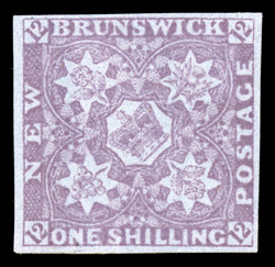4, 1851 1- Dull violet, a stunning mint single in a condition almost impossible to duplicate, possessing wonderfully large and nicely balanced margins all around, its color is
a marvelous warm Dull violet shade and its impression could not be m