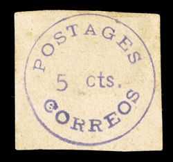 200, 1898 Ponce Handstamped Provisional 5c Violet on yellowish, handsome unused example of this very rare and difficult provisional issue, four ample to large margins, strong
full impression, slightly toned, otherwise very fine fewer than 25