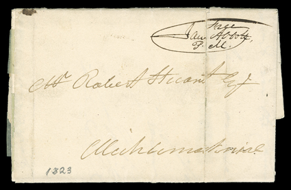 Astor, John Jacob, Rare business content Autograph Letter Signed John Jacob Astor, 2 pages, 4to, New York, April 26, 1823. Address leaf with Postmaster Free Frank of Jam.
Abbott  P.M. who was also an agent of the American Fur Company. Astor