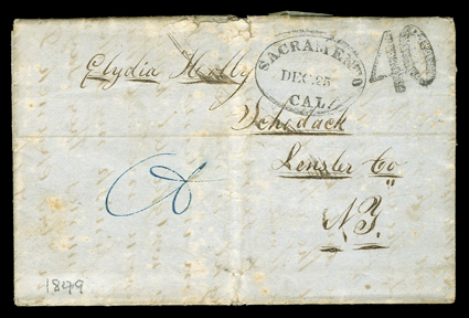 [On the Oregon Trail a Forty-niners correspondence], six folded letters with integral address leaves written by Schuyler Holly to his wife Lydia back in Schodack, N.Y. while en
route, the first two written from the vicinity of Saint Joseph, Miss