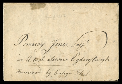 [USS Wasp vs. HMS Folick] A long and interesting letter, with address leaf, datelined November 1th 1812 includes: ...Our Sloop Wasp of 16 guns fell in with the (British) Frolick
a sloop of 20 guns - the Wasp dismasted Frolick killed