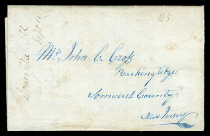 [Death of Joseph Smith] Uncommonly sober content letter by John L. Cross of Jerseyville, Illinois, September 6, 1844. He writes to his son, John C. Cross, in Somerset County,
NJ, about rains and flood that have devastated the area, with Every th