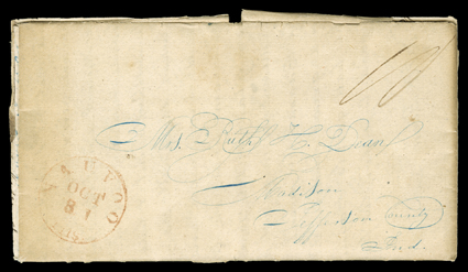 [Violence in Nauvoo, views from both sides], choice pair of letters, one by a Mormon and one by a local Presbyterian missionary. The first letter, by G.C. Beaman in Montrose,
Iowa Territory, July 7, 1846, is to Rev. Badger of the Home Missionary