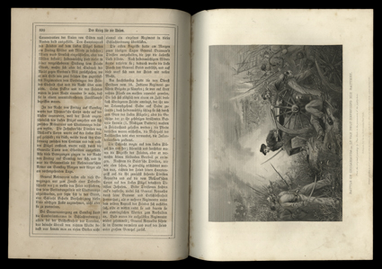 [Books: Nationale Geschichte des Krieges fur die Union…] Duyckinck, E.A. NY, Johnson, Fry, & Co., ca. 1865. 2 vols. 4to, original half leather, gilt and banded spines. A German
version of Duyckinck’s history for German-Americans. With ori