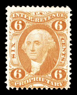 R31c, 6c Proprietary, rare unused example with gorgeous radiant color, few minor faults but much less defective than usually found, fine appearance 1985 PF
certificate.