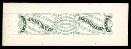 RS109E, Helmbolds unfinished die essays on card, in the five listed colors, each approximately 93x31mm, very fine and scarce.