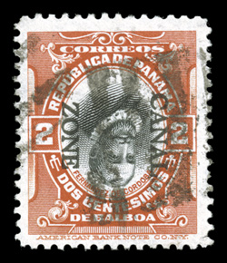 39e, 2c Vermilion and black, Center Inverted, very scarce used example, with especially vibrant colors on bright white paper, well centered, trivial perf. tear at bottom
right, otherwise very fine 2003 PSE certificate (VG 50).