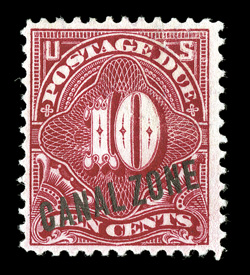 J3, 10c Carmine rose postage due, a brilliantly fresh mint example of this scarce stamp, with radiant color, o.g., miniscule h.r., very fine 2005 APS
certificate.