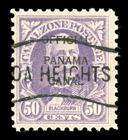 O8, 50c Rose lilac, Ty. 1A ovpt., with c.t.o. cancel as always, still with full o.g., centered a little to left but actually better centering than usually found on this,
nearly very fine 2003 PSE certificate (F 70).