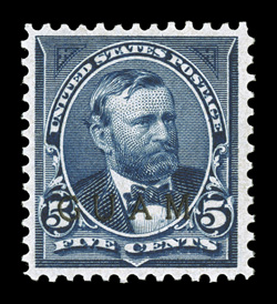  5 var., 5c Blue, with Special Printing overprint, remarkable well centered, deeply rich color, o.g., lightly hinged, extremely fine one of the finest known examples of the
Five Cent Special Printing Special Surcharge handstamp and accom