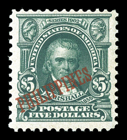 239, $5.00 Dark green, large margins, rich color, o.g., nearly very fine.
