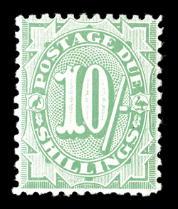 J37, 1909 10- Dull green postage due, bright color, nicely centered for this difficult stamp, o.g., lightly hinged, overall a very fine example of this scarce postage due
(S.G. D61 £2,500).