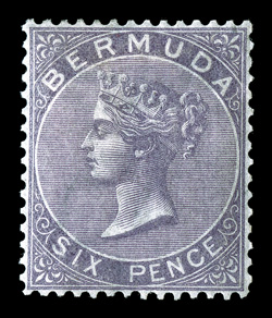 4, 1865 6p Brown lilac, perforated 14, a magnificent mint example of this scarce stamp, being in a quality that is virtually impossible to find, as nearly all existing
examples are off center, without gum or have faults, this copy, however, is i