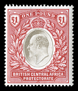 68, 1903 £1 Scarlet and black, brilliantly fresh, o.g., faintly hinged, very fine (S.G. 66 £300).