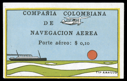 C6, 1920 10c Lighthouse air post, without gum as issued, three full to large margins, close but clears at bottom, fresh colors, trivial natural paper bend at bottom left, fine
and very scarce clear 1994 APS certificate.