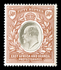 30A, 1904 50R Orange brown and black, lovely rich colors, fresh clean o.g., lightly hinged, a very fine example of this elusive high value (S.G. 33 £1,800).