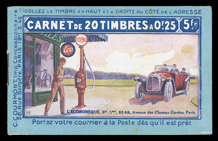 Yvert 140-C 11, 1906 25c Blue, booklet pane of ten, two panes in a complete booklet with Eco Essence advertisement in the selvage (Series 46), fresh and intact, o.g., n.h.,
very fine and scarce.