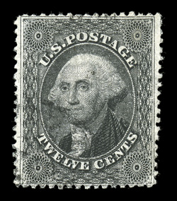 36, 12c Black, plate I, used, well centered within unusually wide margins for this tightly spaced value, strong color and impression, lightly cancelled, extremely fine 1988 PF
and 2007 PSE certificates.