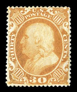 38, 30c Orange, deep vibrant color and a strong impression, nicely centered, o.g., mild h.r., very fine 2004 PF certificate.