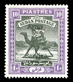 MO12, 1911 10P Deep violet and black, with Army Service overprint, choice mint example of this key high value, extraordinarily well centered with rich intense colors, o.g.,
lightly hinged, extremely fine 1954 BPA certificate: ex-Neal Allen<
