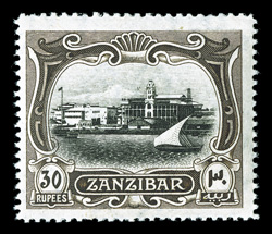 115, 1908 30R Dark brown and black, exceptionally bright and fresh, o.g., barest trace of hinging, very fine (S.G. 241 £475).