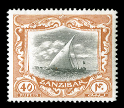 137, 1913 40R Orange and black, excellent centering, bright fresh colors, o.g., lightly hinged, very fine (S.G. 260d £450).