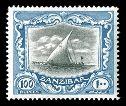 139, 1913 100R Blue and black, brilliantly rich colors on crisp white paper, o.g., mild h.r., very fine (S.G. 260f £550).