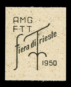 Proof of the Fiera di Trieste 1950 overprint on 20x23mm kraft paper with brown speckles, very fine and rare position 35 in light pencil on reverse accompanied by a 1976
certificate of guarantee by Joseph Bush.