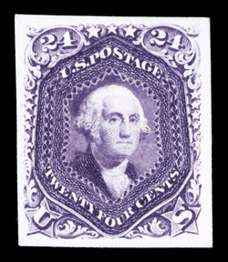 63P4-77P4, 1c-90c 1861 Issue, plate proofs on card  cplt., with both 24c values, no 2c but does include the 15c, large margins, bright colors, very fine.