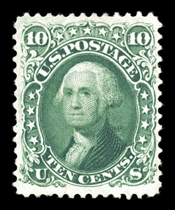 68, 10c Yellow green, well centered, strong color, nearly full o.g., slightly shorter perf. at left, very fine clear 1991 and 2004 PF certificates.