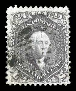 70c, 24c Violet on thin paper, strong color and impression, lightly cancelled, tiny pinhole and a small tear, fine appearance 2006 PF certificate.