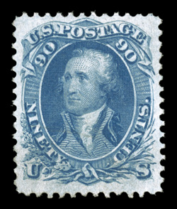 72, 90c Blue, unused, quite fresh, with rich color and a clean impression, well centered, very fine 1998 PF certificate.