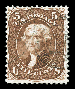 75, 5c Red brown, used, quite well centered, sumptuously rich color and a strong impression on bright paper, portion of very light black duplex cancel, very fine 2006 PF
certificate.