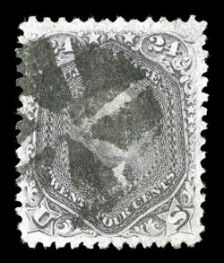 78a, 24c Grayish lilac, used, exceedingly well centered within exceptionally large margins for this, rich color, segmented cork cancel, extremely fine 2005 PSE certificate
ex-Mann.