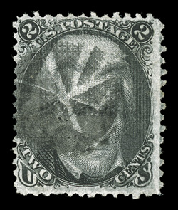 84, 2c Black, D grill, deep color, well defined grill, neat segmented cork cancel, a fine example of this scarce stamp 1996 PF certificate.